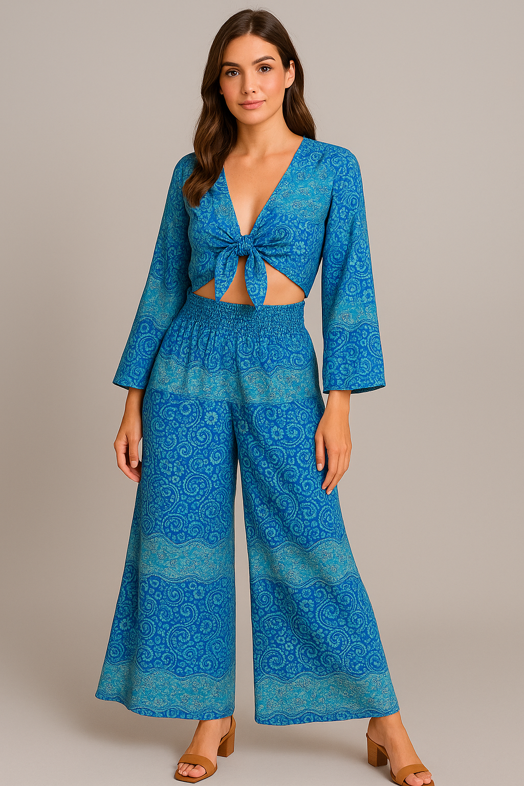 Φλοράλ σετ παντελόνα-τοπ | AMAROU